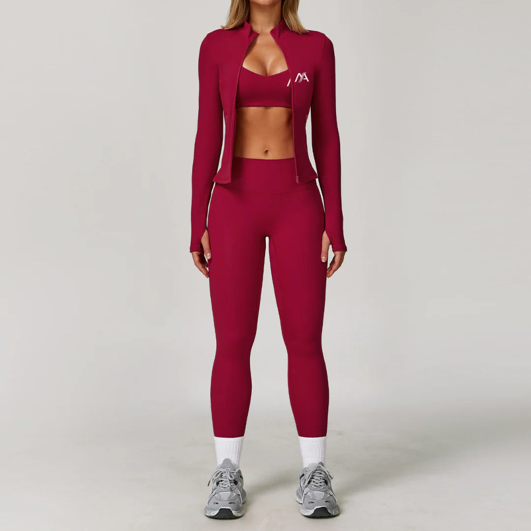 Wine Zip Jacket mit Taschen
