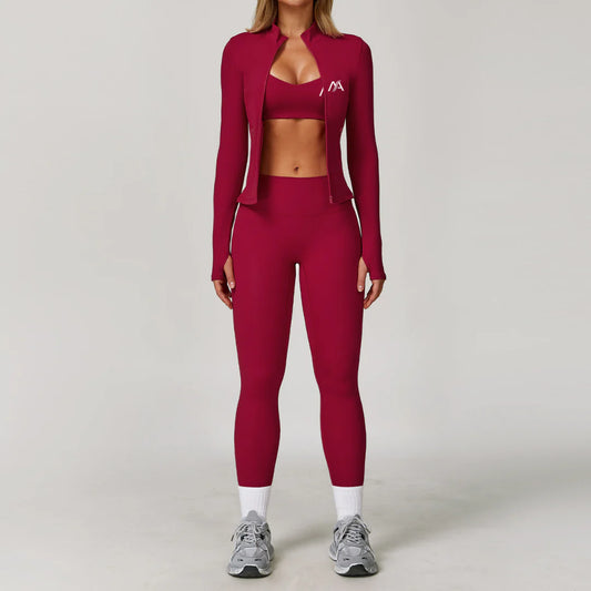 Wine Zip Jacket mit Taschen