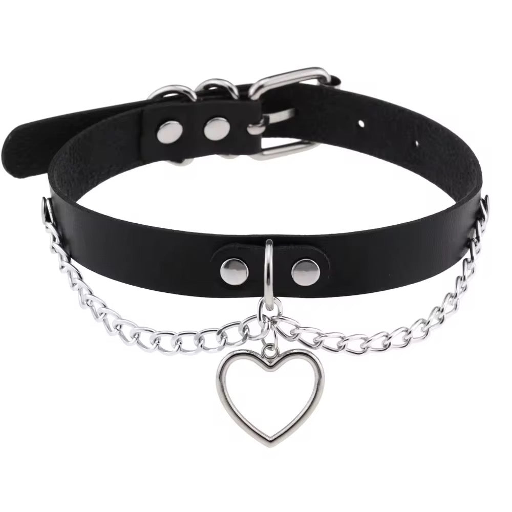 Schwarzes Kunstleder-Halsband